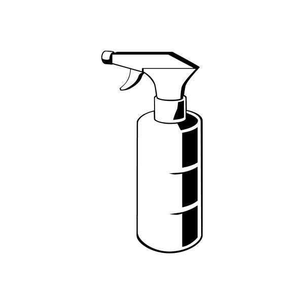Handheld spray bottle with trigger nozzle, white with black accents