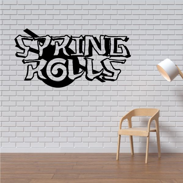 Vinyl wall decal with black graffiti-style text "SPRING ROLLS"