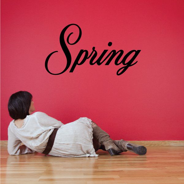 Spring vinyl wall decal, black script lettering