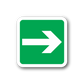 Square arrow sticker, green background with white right-pointing arrow