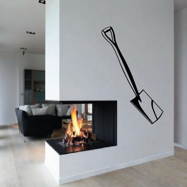 Square digging shovel decal with black outline