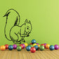 Squirrel nibbling decal, black line art squirrel with nut illustration