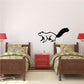 Squirrel watching wall decal in black and white with long raised tail