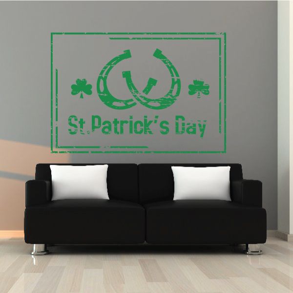 Image of St Patrick's Day Horseshoe Frame Decal