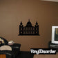 St. Paul's Cathedral decal, black silhouette of church facade with central dome and towers