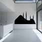 Black city skyline wall decal with domes and spires
