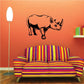 Standing rhinoceros wall decal, black silhouette with horn and legs