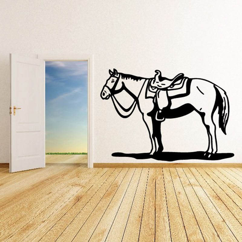 Image of Standing Saddled Horse Decal