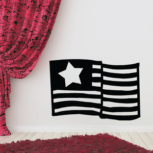 America flag decal with white star and wavy black-and-white stripes