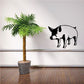 Pig wall decal, black pig with white body, curly tail and legs