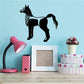 Black pony silhouette wall decal, standing side profile with mane and tail