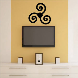 Symmetrical swirl star wall decal with black spiral star design