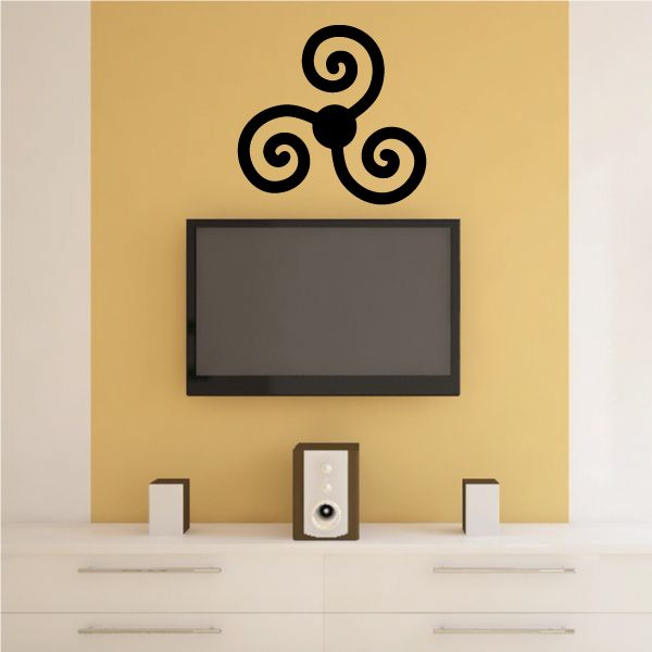 Symmetrical swirl star wall decal with black spiral star design