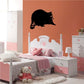 Black raccoon wall decal sticker with cartoon face and tail