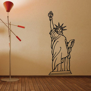 Black Statue of Liberty wall decal, line art torch raised