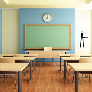 Measuring caliper tool wall decal with black stand and horizontal arms