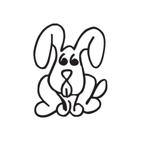 Dog sitting front decal, black line art