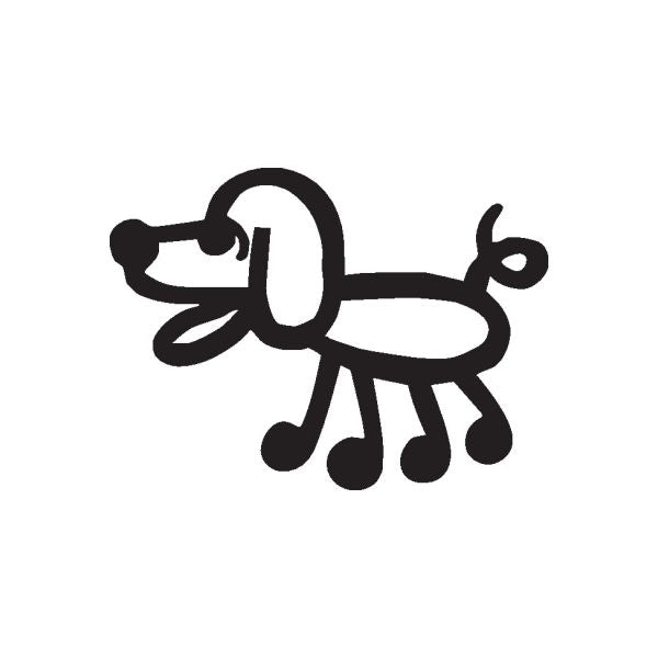 Stick figure walking dog decal, black silhouette
