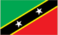 Rectangular Saint Kitts and Nevis flag sticker with green, red, yellow diagonal and 2 white stars