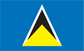 St Lucia flag sticker with triangular crest in blue, black, white, and yellow
