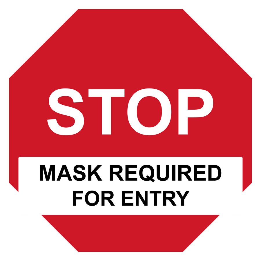 Stop Sign - Mask Required - COVID19 Window or Wall Sticker, isolated printed sticker artwork