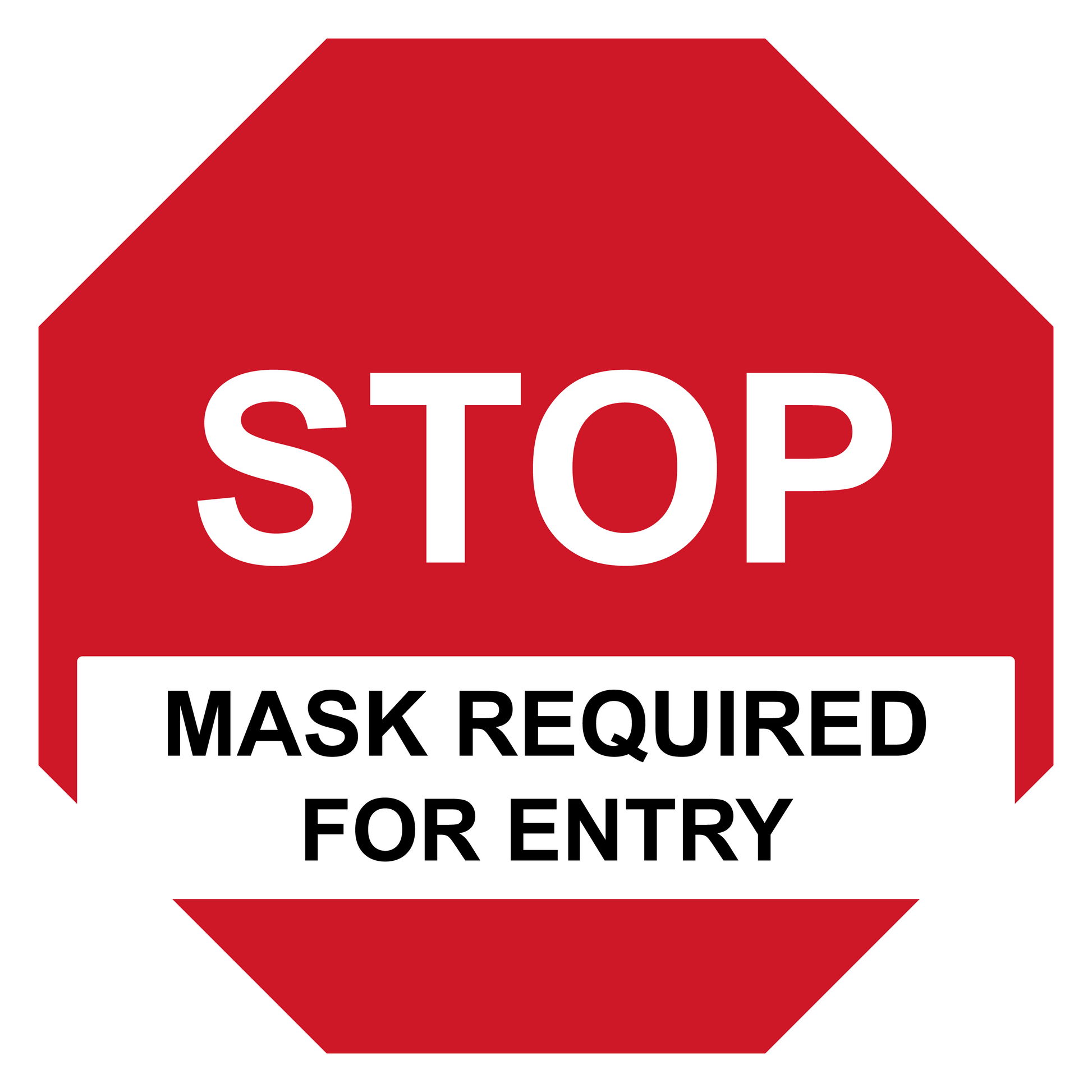 Stop Sign - Mask Required - COVID19 Window or Wall Sticker, isolated printed sticker artwork