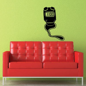 Stop watch timer wall decal, black stopwatch icon with green details