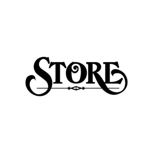Vinyl store sign decal with bold black "STORE" text
