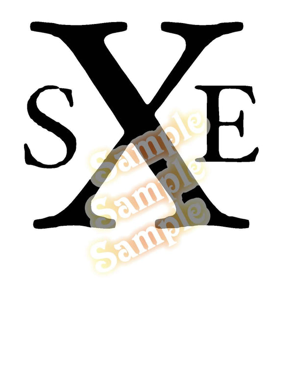 Black stylized SXE decal with bold interlocking letters