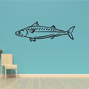 Landlocked salmon wall decal with black outline fish illustration
