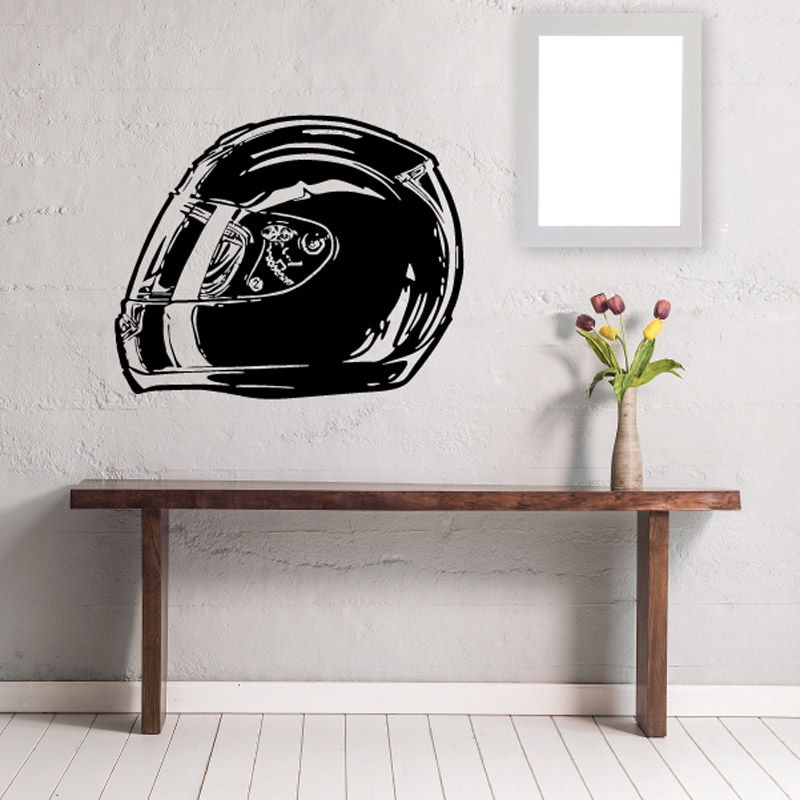 Bike helmet decal sticker with black helmet graphic, front view