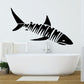 Black shark wall decal with zebra stripe design, long fins and tail.