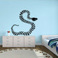 Striped snake decal with coiled silhouette in black and white.