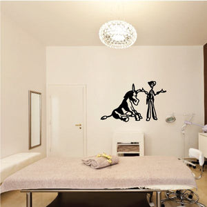 Black vinyl wall decal featuring donkey and rider silhouettes
