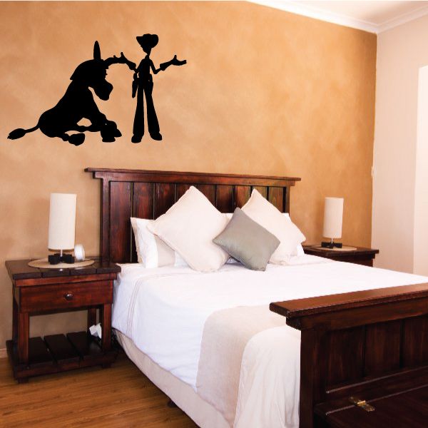 Black donkey and rider vinyl wall decal silhouette