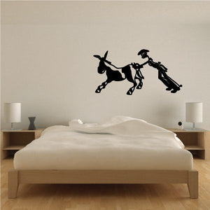 Black donkey riding and cart vinyl wall decal silhouette