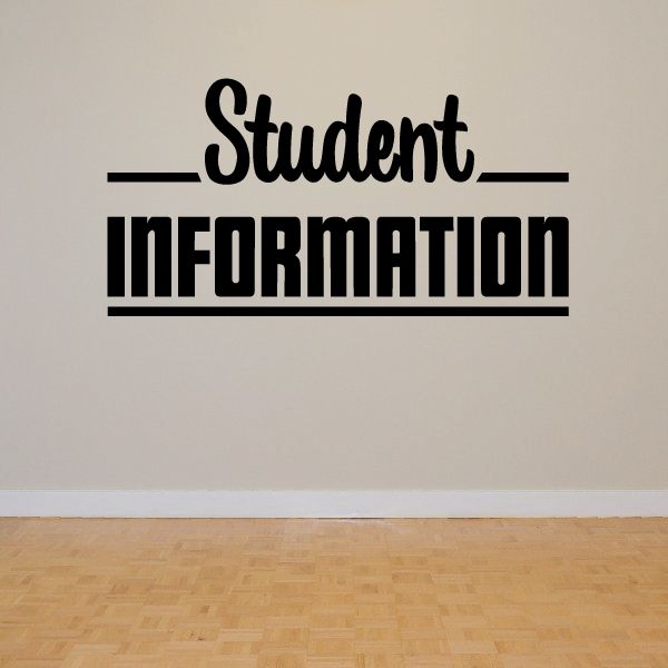 Vinyl wall decal with black "Student Information" text and underscore lines