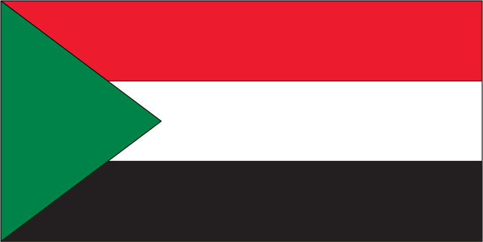 Sudan flag sticker with red, white, black and green triangle