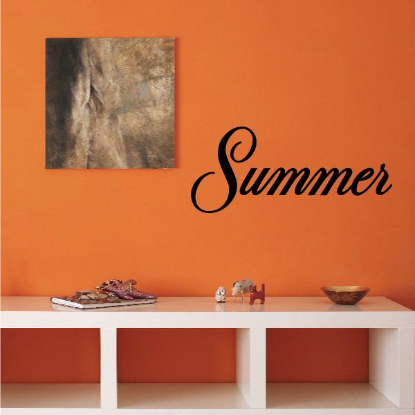 Summer vinyl wall decal with black script text