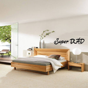 Super DAD wall decal, black cursive typography with stylized DAD lettering