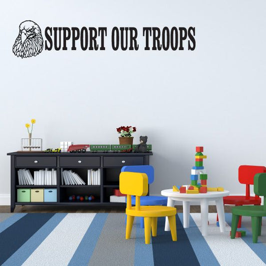 Image of Support Our Troops Eagle Decal