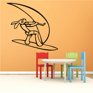 Surfing wall decal vinyl sticker of a surfboard rider in black outline