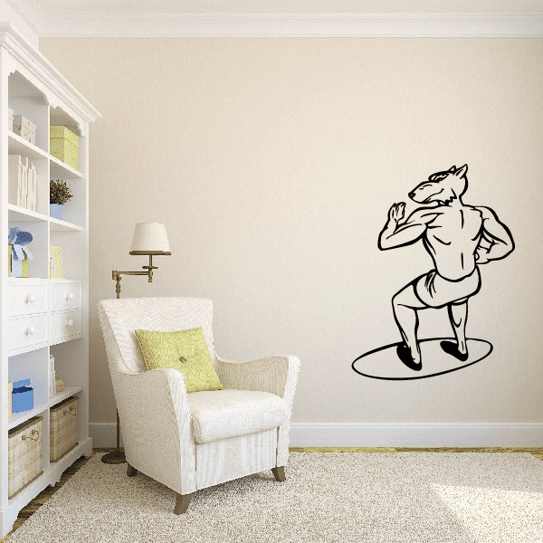 Surfer wall decal vinyl: black cartoon surfer dog on surfboard