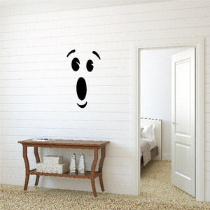 Surprised face toilet decal, black cartoon facial expression sticker