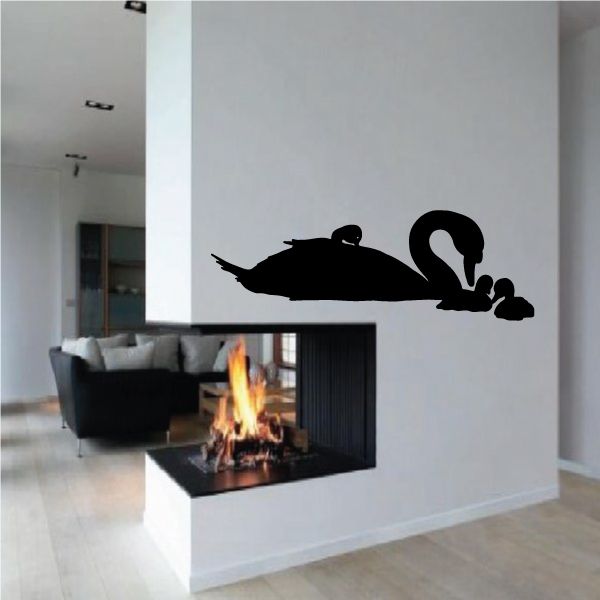 Image of Swan and Baby Cygnets Decal