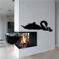 Swan and baby cygnets wall decal in black silhouette, curving swan with chicks