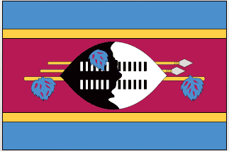 Rectangular flag sticker with blue border, maroon and yellow stripe, and central emblem