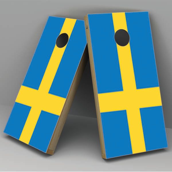 Sweden Flag Cornhole Board Vinyl Decal Wrap