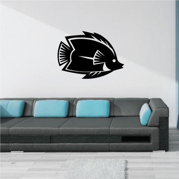 Swimming fish wall decal, black butterfly fish silhouette