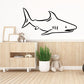 Black swimming tiger shark wall decal, simple outline graphic